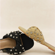 Load image into Gallery viewer, Mayleen Raffia Slides- Black
