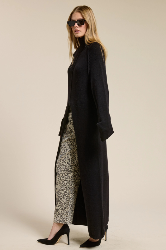 Logan Slit Sweater- Black