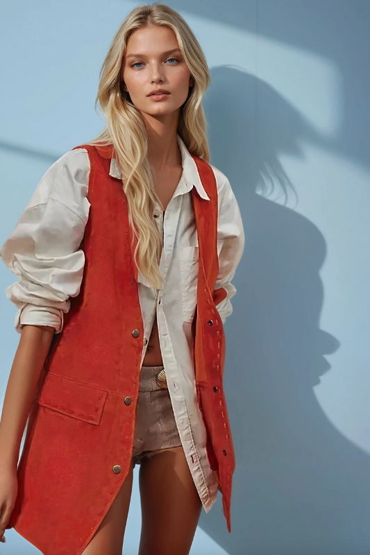 Flint Suede Vest - Rust