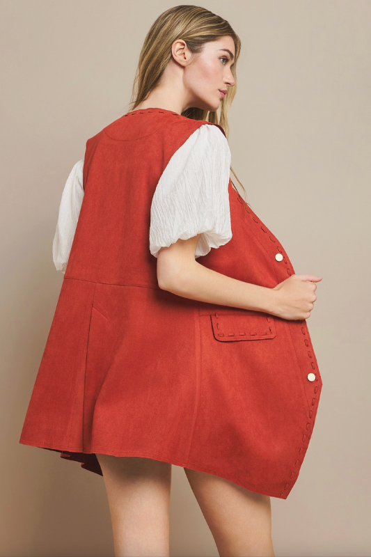 Flint Suede Vest - Rust
