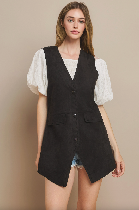 Flint Suede Vest - Black