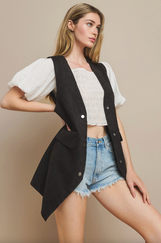 Flint Suede Vest - Black