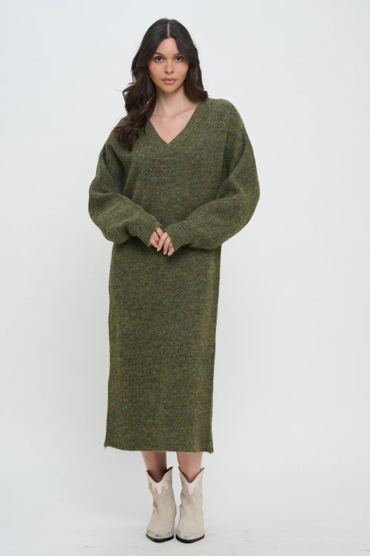Heather Sweater Dress - Olive