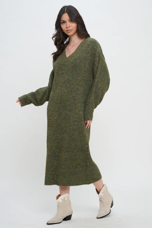 Heather Sweater Dress - Olive