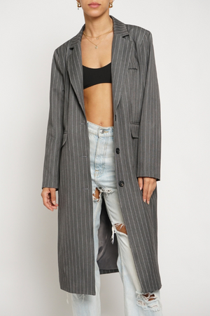 Sloan Pinstriped Long Coat