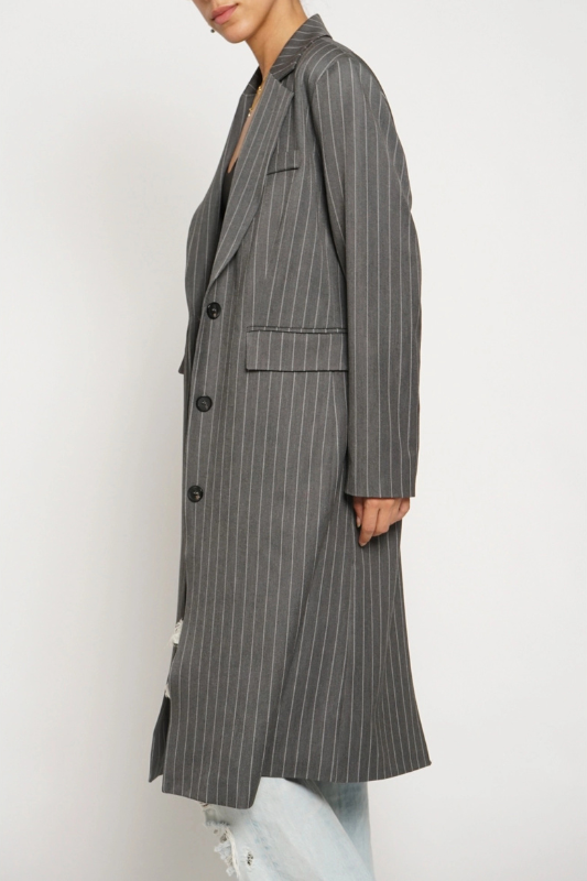 Sloan Pinstriped Long Coat