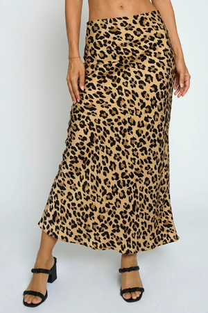 Misty Leopard Satin Skirt