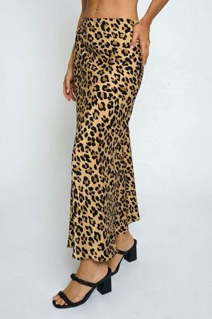 Misty Leopard Satin Skirt