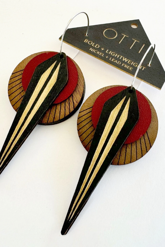 Birch Earrings: Naja Walnut Oxblood