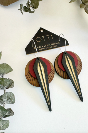 Birch Earrings: Naja Walnut Oxblood