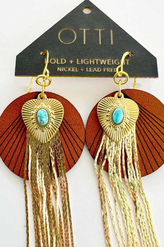 18K Shimmy Shakin' Fringe Earrings: Turq Heart