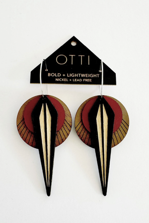 Birch Earrings: Naja Walnut Oxblood