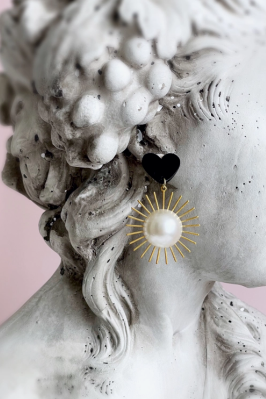 Pearl Sun & Heart Earrings