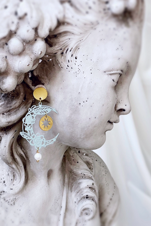 Moon and Star Dangle Earrings