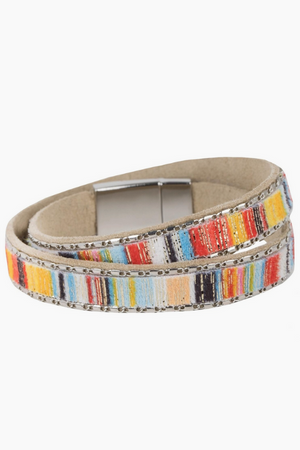 Under the Sun Multicolor Leather Wrap Bracelet - Yellow