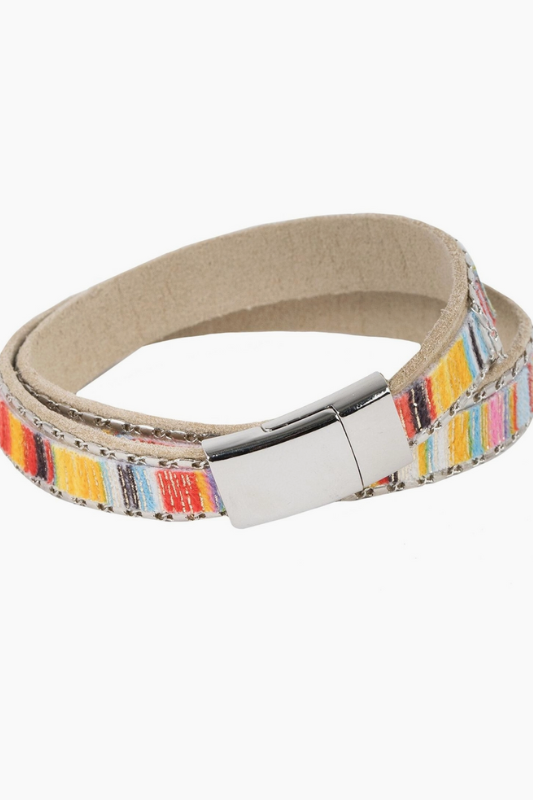 Under the Sun Multicolor Leather Wrap Bracelet - Yellow