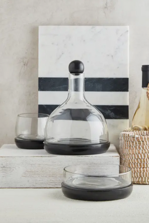Marble and Glass Wine Carafe - Black