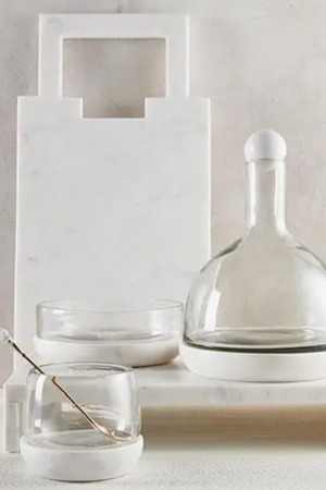 Marble and Glass Wine Carafe - White