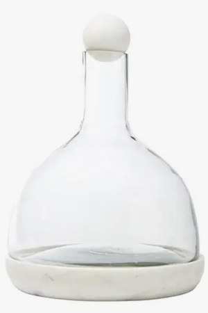 Marble and Glass Wine Carafe - White