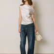 Load image into Gallery viewer, Christina Satin Shoulder Top- Ivory
