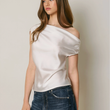 Load image into Gallery viewer, Christina Satin Shoulder Top- Ivory

