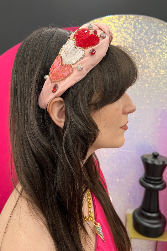 V-Day Sequin Hearts Headband