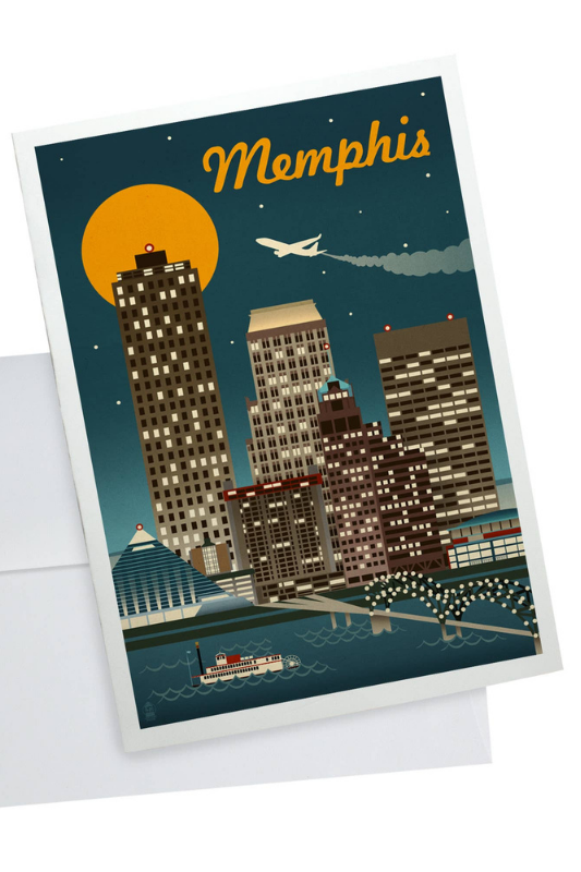 Memphis, TN Retro Skyline Notecard