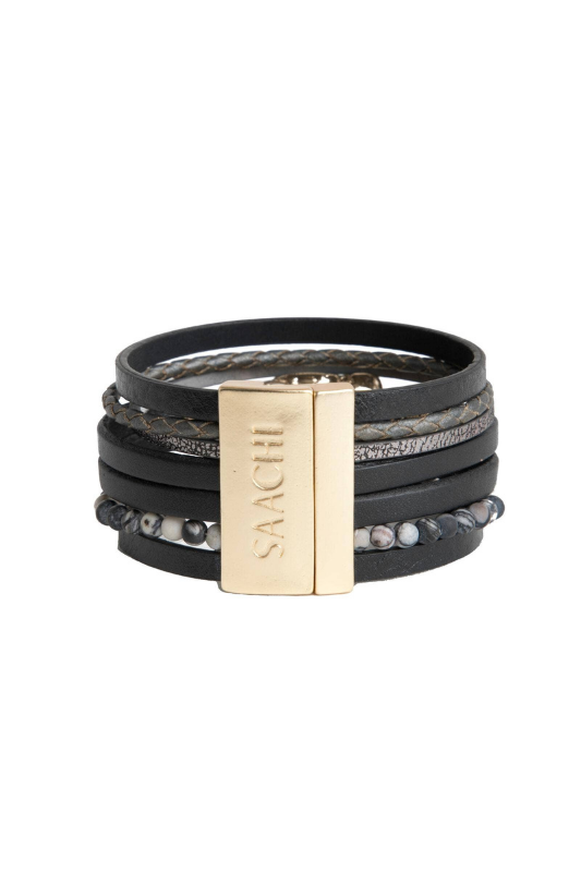 Aquamarie Leather Bracelet