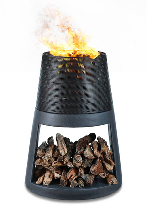 Outdoor Conic Wood Burning Faux Stone Fire Pit