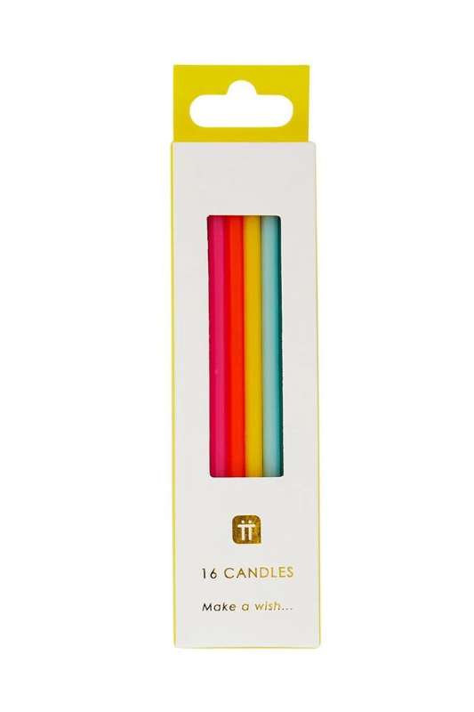 Tall Rainbow Birthday Candles - 16 Pack