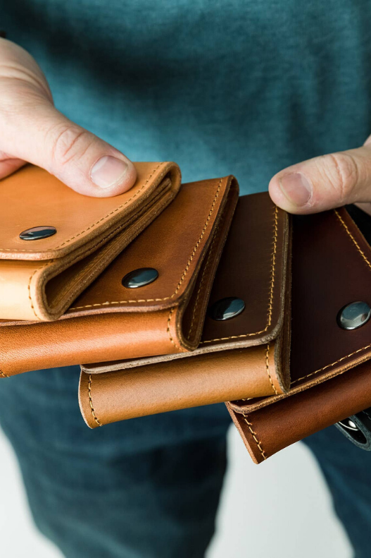 Trifold Leather Wallet - Tan