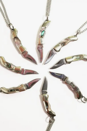 Vintage Mini Abalone Stainless Steel Knife Necklace