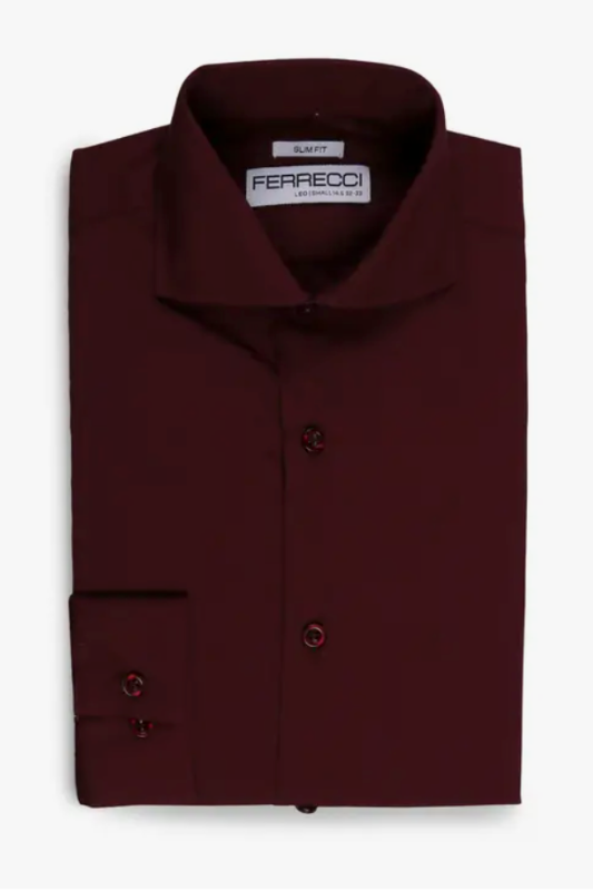 Leo Button Up Shirt - Burgundy