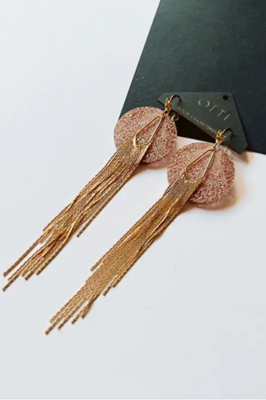 18K Gold Shimmy Shakin' Fringe Earrings - Champagne Pink