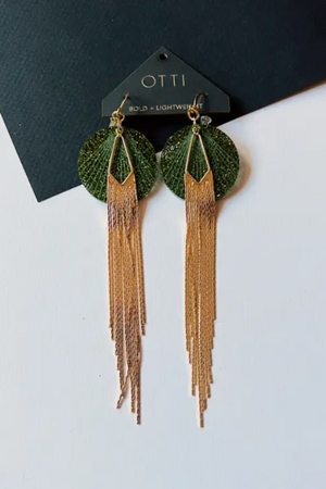 18K Gold Shimmy Shakin' Fringe Earrings - Emerald
