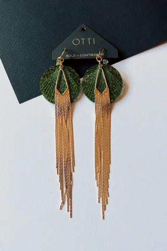 18K Gold Shimmy Shakin' Fringe Earrings - Emerald