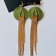 Load image into Gallery viewer, 18K Gold Shimmy Shakin' Fringe Earrings - Olive
