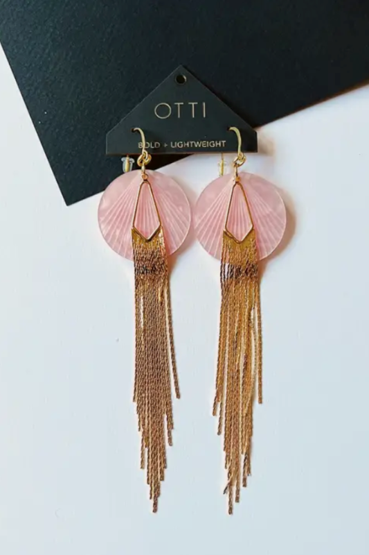 18K Gold Shimmy Shakin' Fringe Earrings - Pink Pearl
