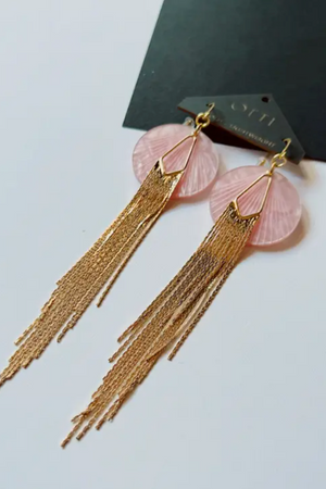 18K Gold Shimmy Shakin' Fringe Earrings - Pink Pearl